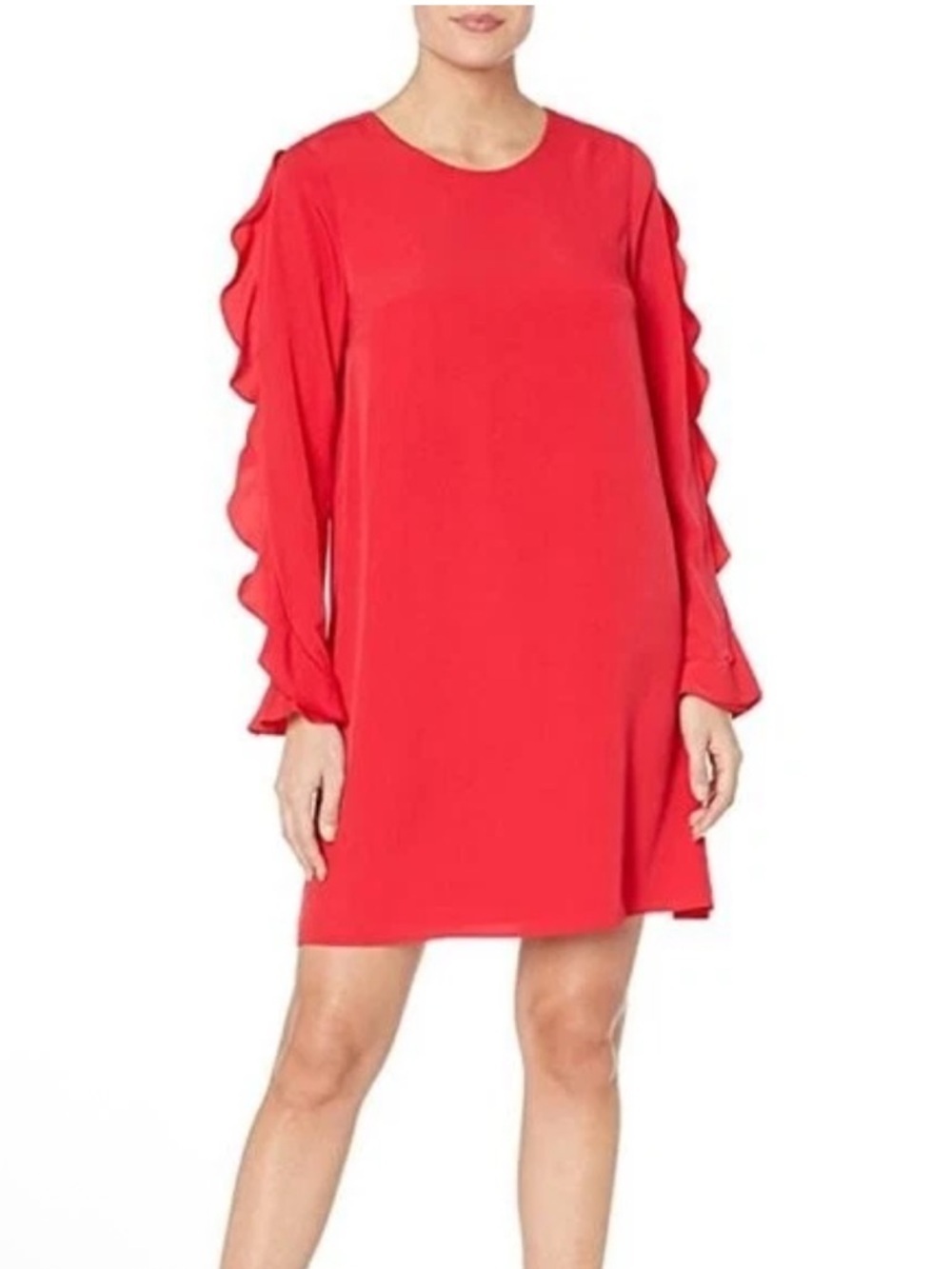 CeCe Womens Red Ivy Ruffle Sleeve Shift Dress Size 8